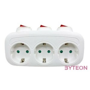 BLACKBIRD Hálózati Dugalj elosztó 250V, Max3680W 3x16A,250V SQ-GZB3K-01,03 gyerekvédelem  kapcsoló, Fehér
