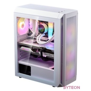 ADATA XPG Ház Midi ATX Valor AIR PLUS, 4x120mm RGB ventilátor, Tápegység nélkül, üvegfalú, fehér