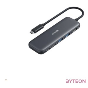 ANKER USB HUB, 322 5-in-1, USB-C Hub, 4K HDMI, 2xUSB-A, PD-IN 100W, USB-C 5Gbps, fekete - A8355H11
