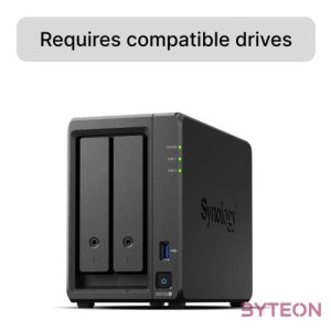 SYNOLOGY NAS 2 fiókos AMD Ryzen R1600 2x2,6GHz, 4GB DDR4 ECC RAM, 1x1Gbps, 1x2,5Gbps 1xUSB3.2Gen1 - DS725
