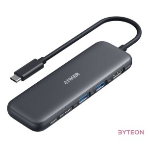 ANKER USB HUB, 322 5-in-1, USB-C Hub, 4K HDMI, 2xUSB-A, PD-IN 100W, USB-C 5Gbps, fekete - A8355H11