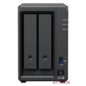 SYNOLOGY NAS 2 fiókos AMD Ryzen R1600 2x2,6GHz, 4GB DDR4 ECC RAM, 1x1Gbps, 1x2,5Gbps 1xUSB3.2Gen1 - DS725