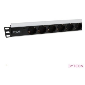 EXCEL Rackbe szerelhető Elosztó 6xSCHUKO kapcsoló nélkül, 2 méteres vezeték