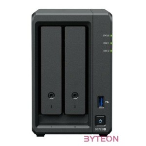 SYNOLOGY NAS 2 fiókos AMD Ryzen R1600 2x2,6GHz, 4GB DDR4 ECC RAM, 1x1Gbps, 1x2,5Gbps 1xUSB3.2Gen1 - DS725