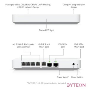 UBiQUiTi Vezetékes Router Gateway 4x2,5Gbit  1x10Gbps SFP (LAN)  1x10Gbit (SFP,LAN) (WAN), Asztali - UXG-FIBER