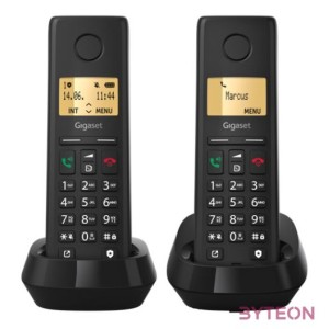GIGASET DECT telefon, PURE 200 Duo, fekete