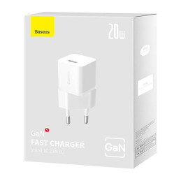 Mini wall charger Baseus GaN5 20W (white)