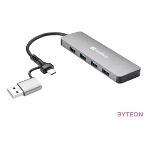 SANDBERG Hub és elosztó, USB-C,A to 4xUSB 3.0 Hub