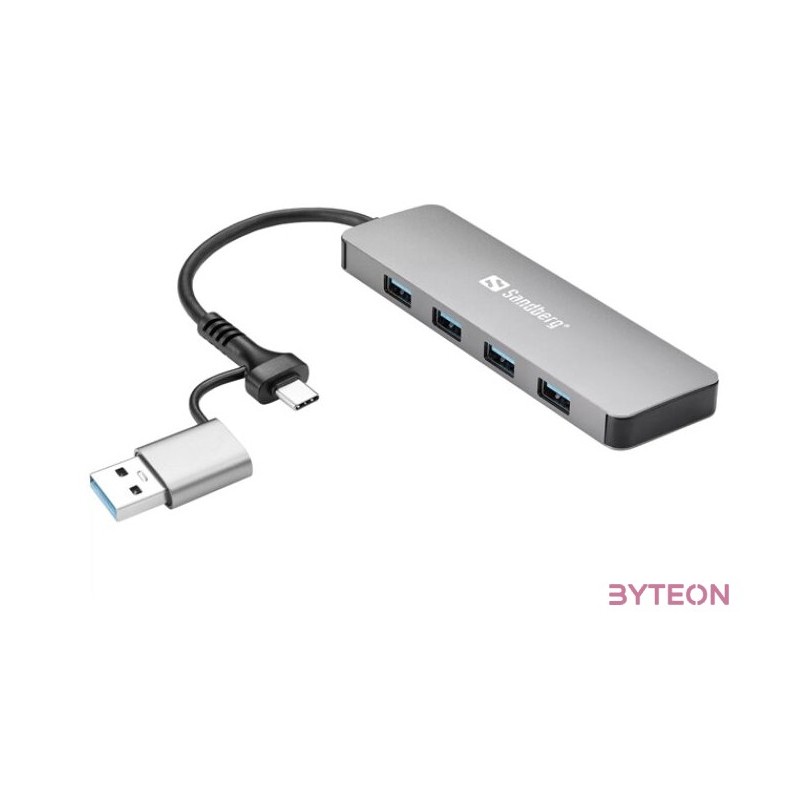 SANDBERG Hub és elosztó, USB-C,A to 4xUSB 3.0 Hub