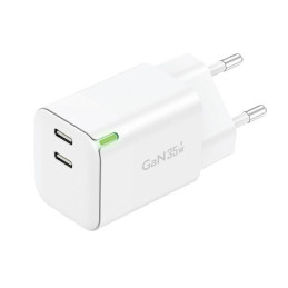 Fali töltő Foneng GAN35 USB-C 2-Port 2.4A (fehér)