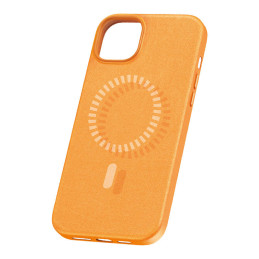 Magnetic Phone Case for iPhone 15 Plus Baseus Fauxther Series (Orange)