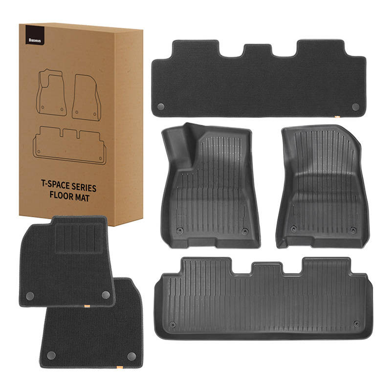 6-Piece Floor Mat for Tesla Baseus T-Space Series (Polypropylene black)