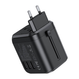 Travel wall charger Choetech PD5008, 3xUSB-A, 1xUSB-C, GaN, 30W (black)