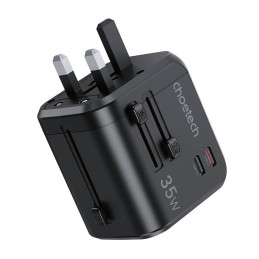 Travel wall charger Choetech PD5008, 3xUSB-A, 1xUSB-C, GaN, 30W (black)