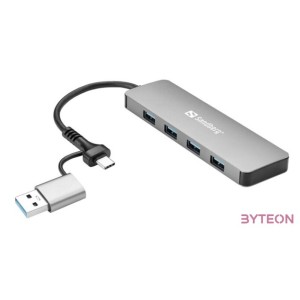 SANDBERG Hub és elosztó, USB-C,A to 4xUSB 3.0 Hub