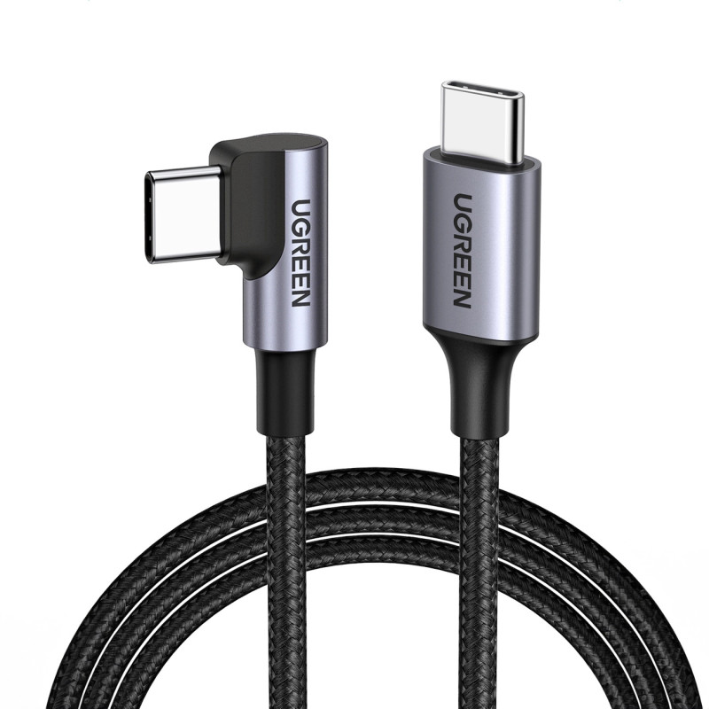 UGREEN US255 USB-C to USB-C Elbow cable, 3A, 60W, 0.5m (Black)