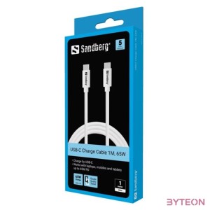 SANDBERG USB-C tartozék, USB-C Charge Cable 1M, 65W