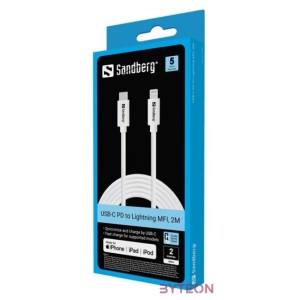 SANDBERG Töltőkábel, USB-C PD to Lightning FMI 2m