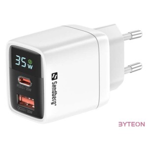 SANDBERG Hálózati töltő, 2 in 1 Charger 1x USB C 1x USB 35W