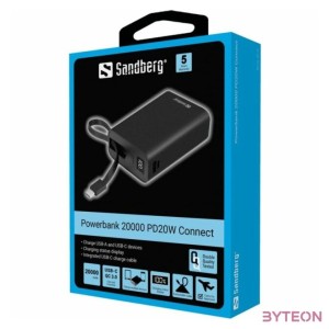 SANDBERG Hordozható akkumulátor, Connect 20000 PD20W powerbank