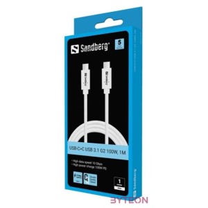 SANDBERG USB-C tartozék, USB-CC USB 3.1 G2 100W, 1M