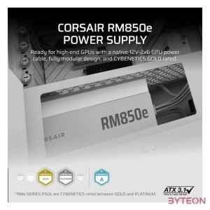 CORSAIR Tápegység Moduláris, RM850e, 850W, 12cm, ATX 3.1, PCIe 5.1, BOX, Cybenetics Gold, fehér
