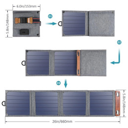 Foldable solar charger Choetech SC004 14W, 1xUSB (grey)