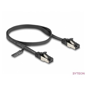 Delock RJ45 lapos patch kábel apa - apa Cat.8.1 flexibilis 0,5 m fekete