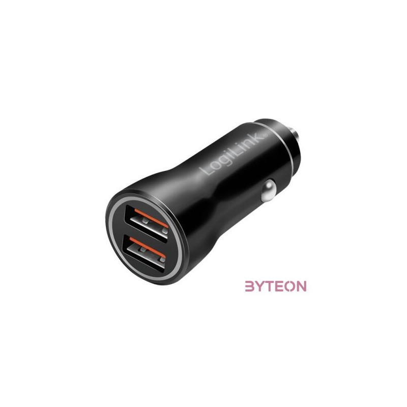 Logilink USB autós töltő, 2x USB-A, 10,5 W, fekete