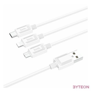 Hoco X74 3in1 gyorstöltő kábel (Type-C, Micro, Lightning), 100W, 1m, fehér