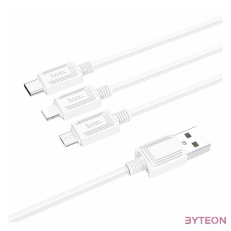 Hoco X74 3in1 gyorstöltő kábel (Type-C, Micro, Lightning), 100W, 1m, fehér