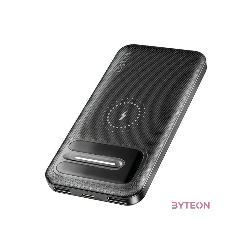 Logilink Power bank 10000 mAh, vezeték nélküli töltés  2x USB-A, 1x USB-C