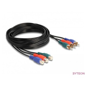 Delock RCA RGB bővítő kábel 3 db. apa - 3 db. anya, 3 m