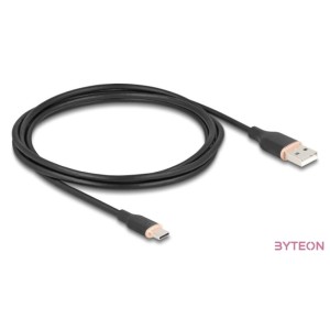 Delock USB 2.0 kábel USB A-típusú dugó - USB Type-C dugó 2,5 m fekete Szilikon