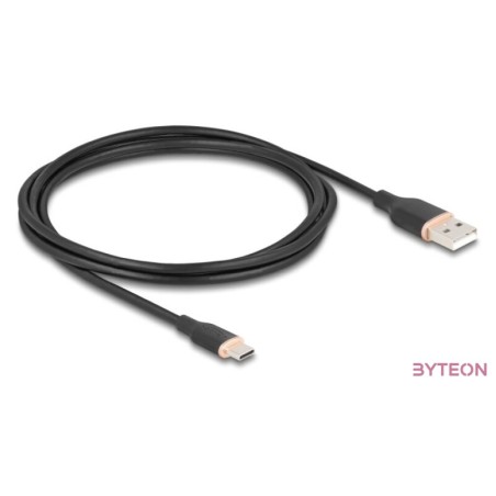 Delock USB 2.0 kábel USB A-típusú dugó - USB Type-C dugó 2,5 m fekete Szilikon