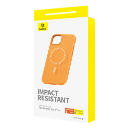 Magnetic Phone Case for iPhone 15 Baseus Fauxther Series (Orange)