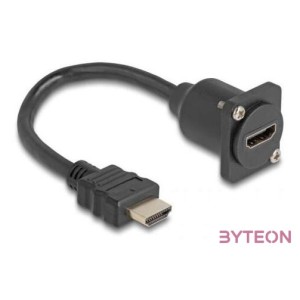 Delock D-típusú HDMI kábel apa  anya fekete 20 cm
