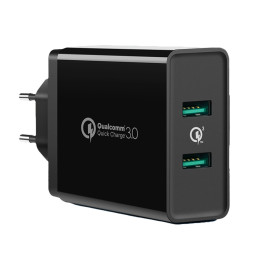 UGREEN Gyorstöltő, 2xUSB-A, 18W, PD 3.0 EU (fekete)