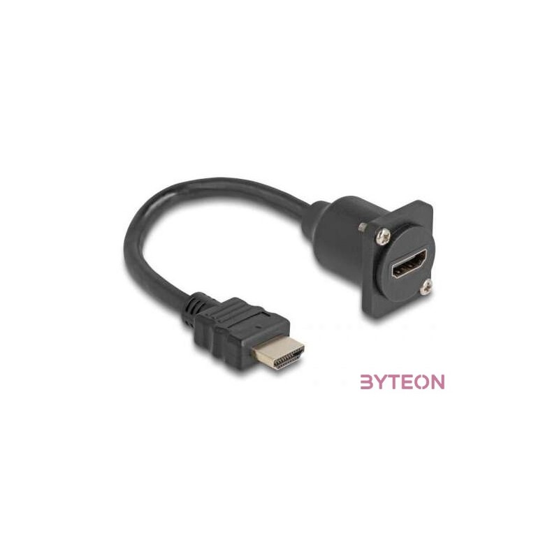 Delock D-típusú HDMI kábel apa  anya fekete 20 cm