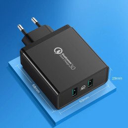 UGREEN Gyorstöltő, 2xUSB-A, 18W, PD 3.0 EU (fekete)