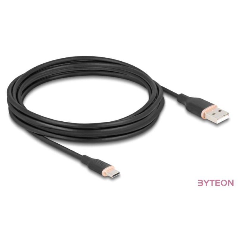 Delock USB 2.0 kábel USB A-típusú dugó - USB Type-C dugó 4 m fekete Szilikon