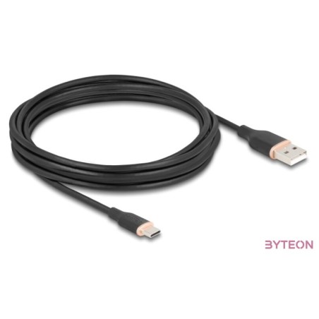Delock USB 2.0 kábel USB A-típusú dugó - USB Type-C dugó 4 m fekete Szilikon