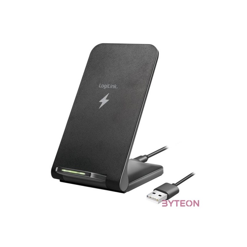 Logilink Okostelefon állvány vezeték nélküli töltés funkcióval, 2 tekercs, 15 W, fekete