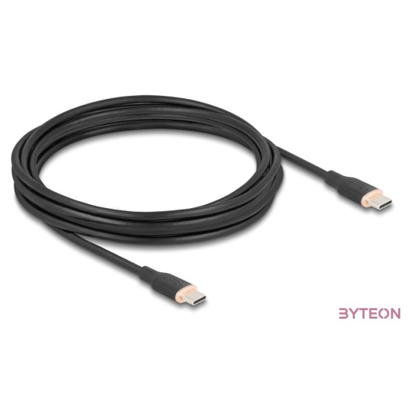 Delock USB 2.0 kábel USB Type-C dugó - dugó PD 3.0 60 W 4 m fekete Szilikon