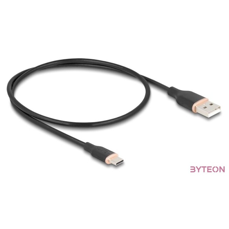 Delock USB 2.0 kábel USB A-típusú dugó - USB Type-C dugó 0,5 m fekete Szilikon