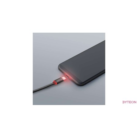 Delight fekete iPhone Lightning adatkábel LED fénnyel 1m