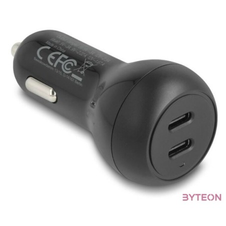 Delock autós töltő 2 x USB Type-C PD 3.0 40 W teljesítménnyel