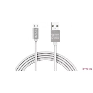 Delight ezüst microUSB adatkábel LED fénnyel 1m