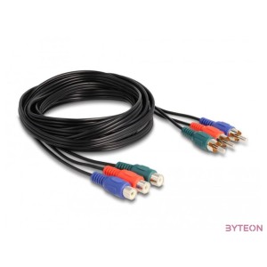 Delock RCA RGB bővítő kábel 3 db. apa - 3 db. anya, 3 m
