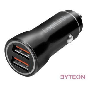 Logilink USB autós töltő, 2x USB-A, 10,5 W, fekete